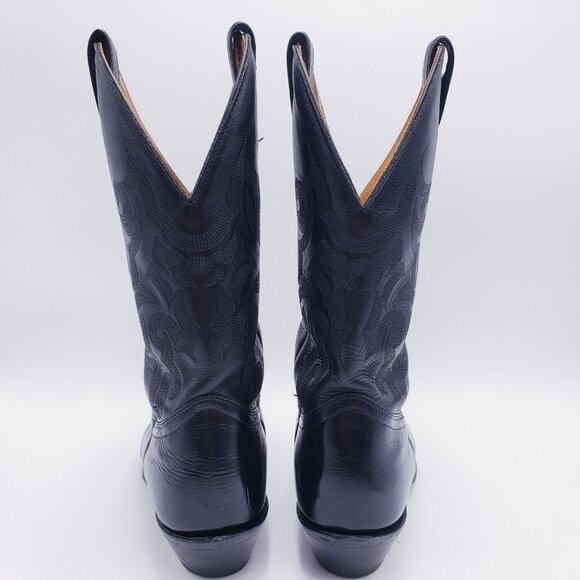 Boulet 0629 Cowhide Leather Classic Black Snip Toe Cowboy Boots Men's Size 9.5 E - Picture 4 of 9